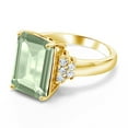 thumbnail image 3 of Gem Stone King 18K Yellow Gold Plated Silver Green Prasiolite Ring for Women (6.90 Cttw, Gemstone Birthstone, Emerald Cut 14X10MM, Available in Size 5, 6, 7, 8, 9), 3 of 5