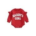 thumbnail image 1 of Gupgi Baby Girl Sweatshirt Romper Infant Ruffle Long Sleeve Crew Neck Letter Embroidery Jumpsuit, 1 of 9