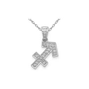 1/8 Carat (Ctw) Diamond SAGITARIUS Charm Zodiac Astrology Pendant Necklace with Chain