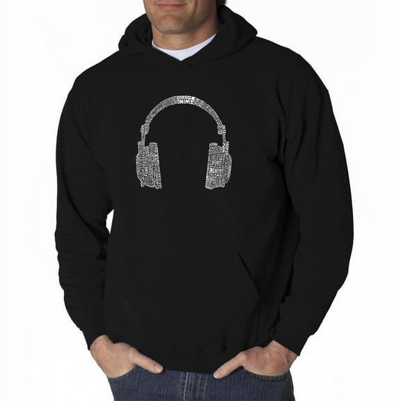 LA Pop Art Men's Word Art Hooded Sweatshirt - 63 DIFFERENT GENRES OF MUSIC