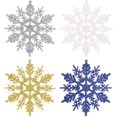thumbnail image 1 of Adornos navideños de copos de nieve de 10 cm, copos de nieve azules colgantes, copos de nieve parpadeantes, adornos colgantes para el hogar, 36 juegos, 1 of 8
