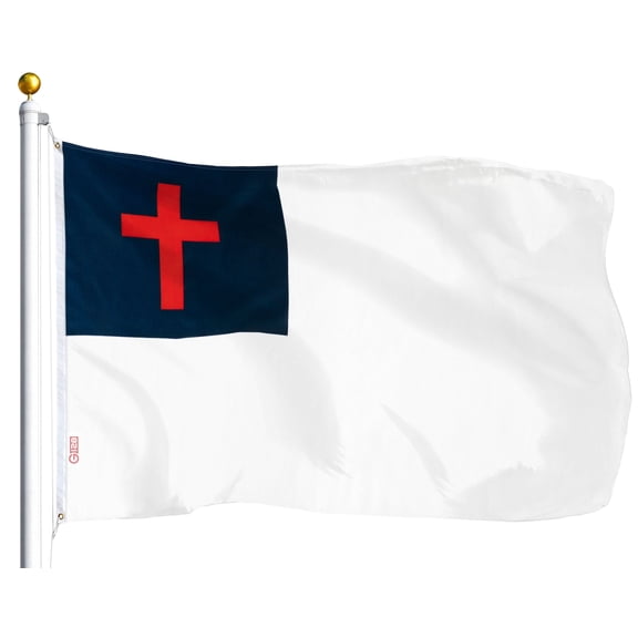 G128-3x5 ft Christian Flag Printed Religious Cross Christianity Banner Church Pennant Polyester