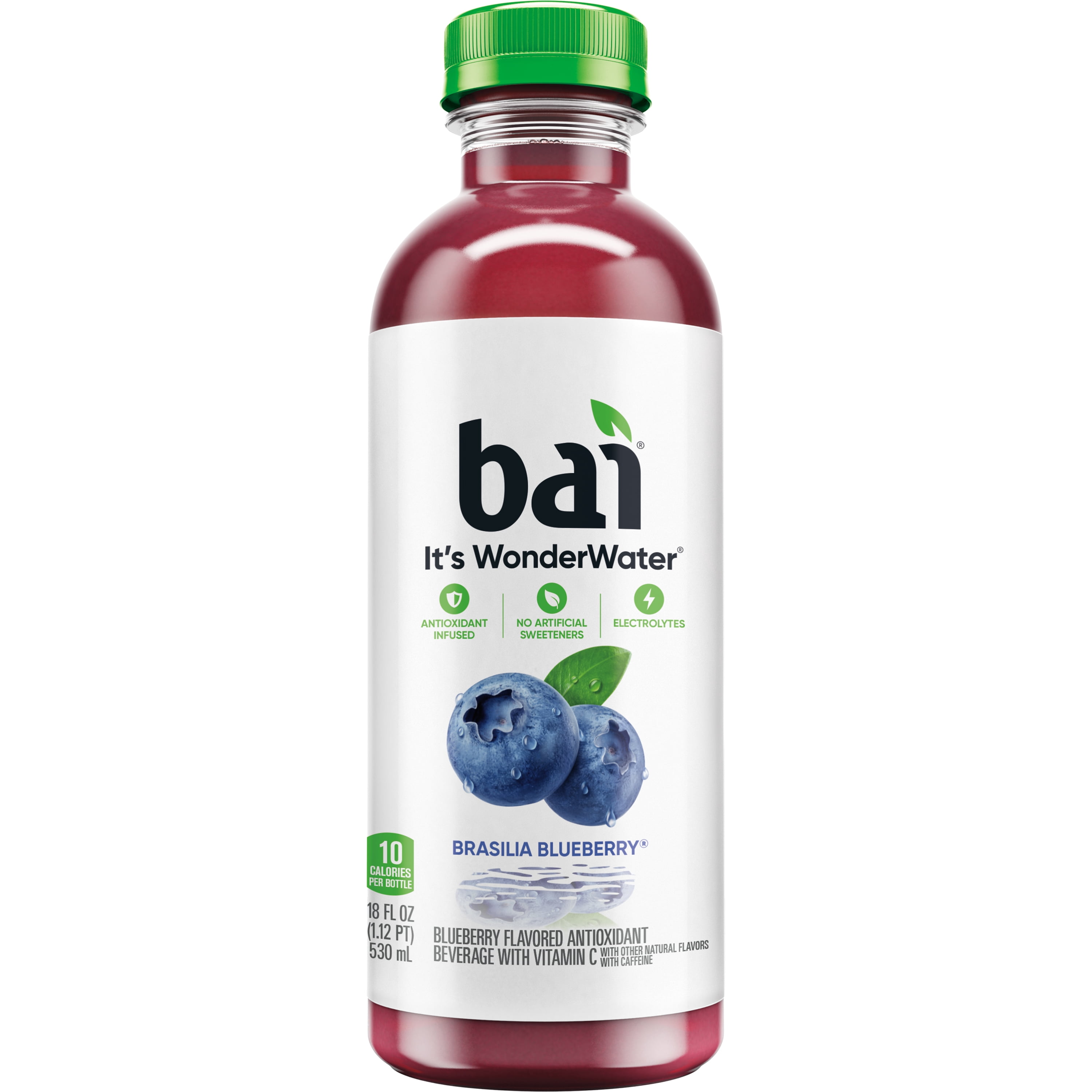 Bai Brasilia Blueberry Antioxidant Infused Water Beverage, 18 fl oz, 12 Pack Bottles