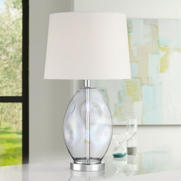 Samantha 24 3/4" High Clear Iridescent Glass 3-Way Table Lamp