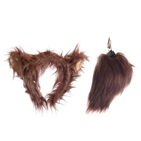 Wildlife Tree Plush Grizzly Bear Ears Headband and Tail Set for Grizzly Bear Costume, Cosplay or Forest Animal