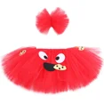 thumbnail image 2 of Conjunto de falda tutú para niñas con diseño de Elmo y monstruo de galletas rojo, faldas de tul mullidas para niñas pequeñas, disfraz de tutú para fiesta de cumpleaños de Halloween para niños, 2 of 5