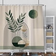 thumbnail image 4 of Mid Century Bohemia Shower Curtain Green Moon Leaves Shower Curtain for Bathroom Geometric Aesthetic Bathtub Bathroom Decor Polyester Durable Shower Curtain with Hooks 72x72 Inches, 4 of 6