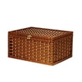thumbnail image 2 of Cesta organizadora de almacenamiento, caja de almacenamiento tejida con tapa para el escritorio del lavadero café, 2 of 9