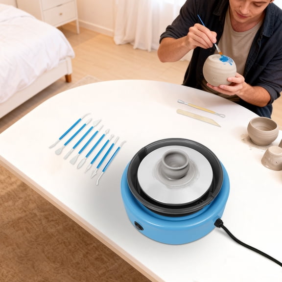 Mini Pottery Wheel Machine for Beginners Adult with Foot Pedal Adjustable Speed