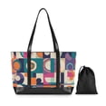 thumbnail image 7 of FORMRS Canvas Laptop Tote Bag for Women with 15.6" Computer Compartments Shoulder Handbag, Orange Geometric, 7 of 7