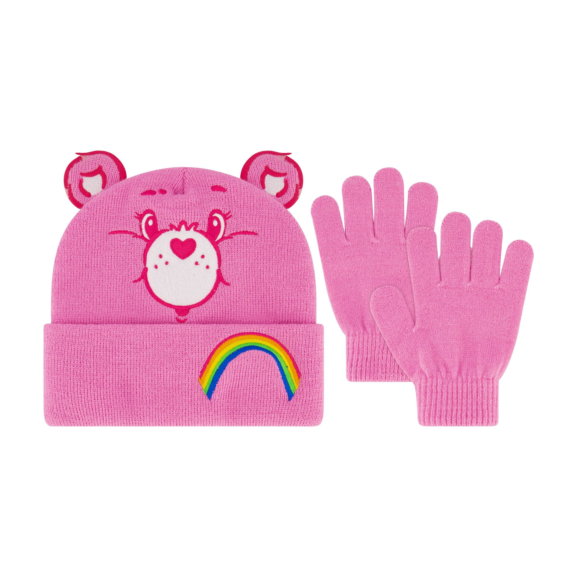 Care Bears Classic Cheer Bear Girls Beanie and Glove Set 2-Piece Set, One Size Fits Most