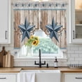 thumbnail image 6 of Texas Star Rustic Swag Valances for Windows, Kitchen Window Curtains Over Sink, Country Blue Berry Brown Wooden Plank Window Treatment Curtains for Living Room/Bedroom Curtains 2 Panel Sets 36"x45", 6 of 8