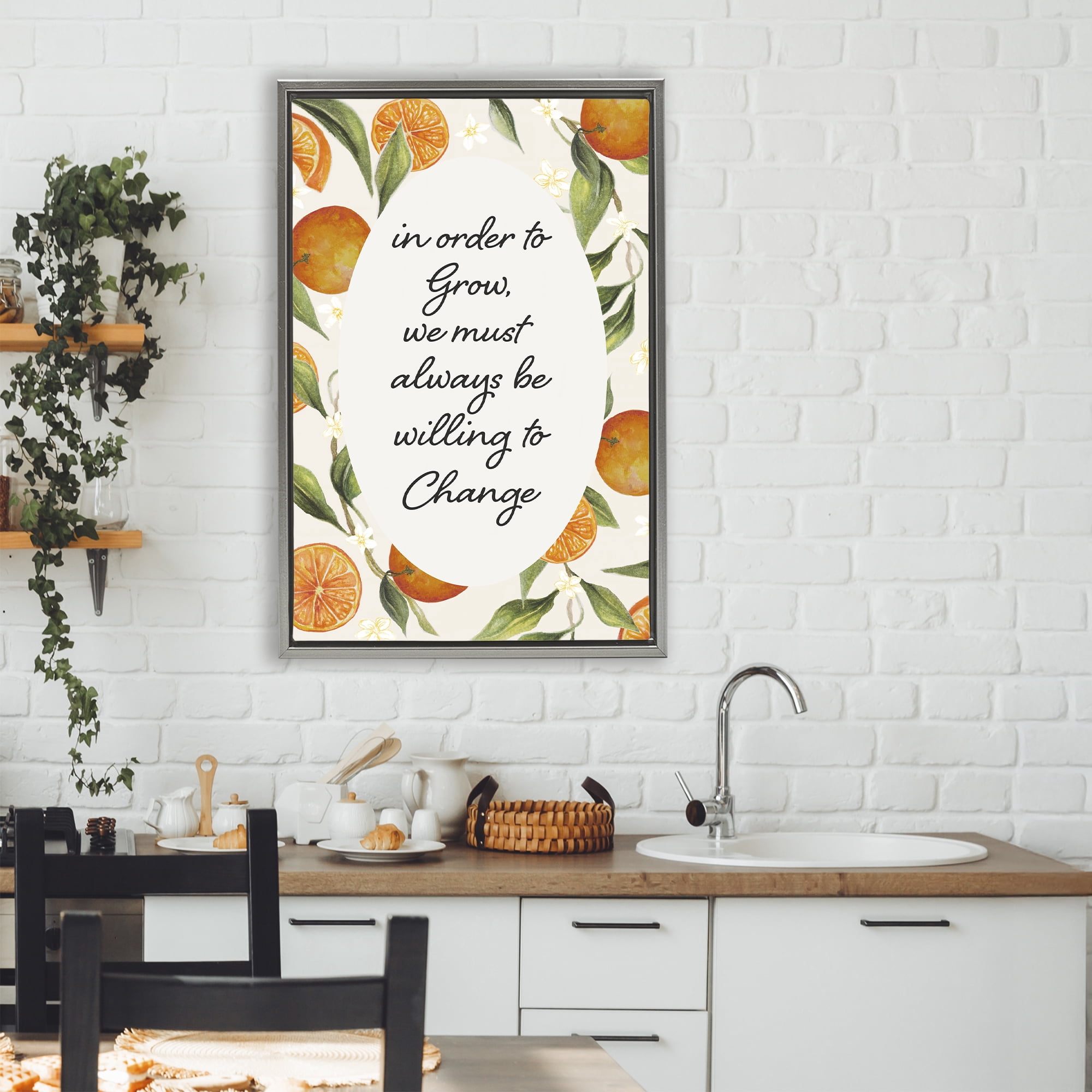 Stupell Industries Willing To Change Quote Gray Framed Floater Canvas Wall Art, design by Janice Gaynor