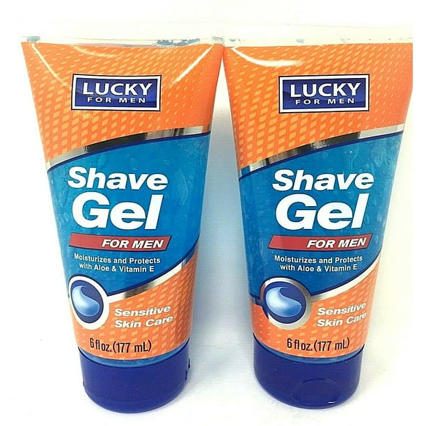 Lucky For Men Shave Gel Sensitive Skin Care With Aloe & Vitamin E 6 oz