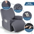 thumbnail image 4 of KINCAM Recliner Chair Slipcovers, 3 Pieces Stretch Recliner Couch Covers Reclining Sofa Slipcover, Light Gray, 4 of 11