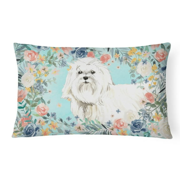 Carolines Treasures CK3418PW1216 Maltese Canvas Fabric Decorative Pillow 12H x16W multicolor
