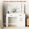 thumbnail image 5 of 57" Makeup Vanity Desk with Mirror and Lights, 24”×19“ Mirror, Convertible Modern Large Dresser Featuring Power Outlet and 3 Drawers, 8 Shelves and 1 Large Cabinet for Bedroom, 5 of 9