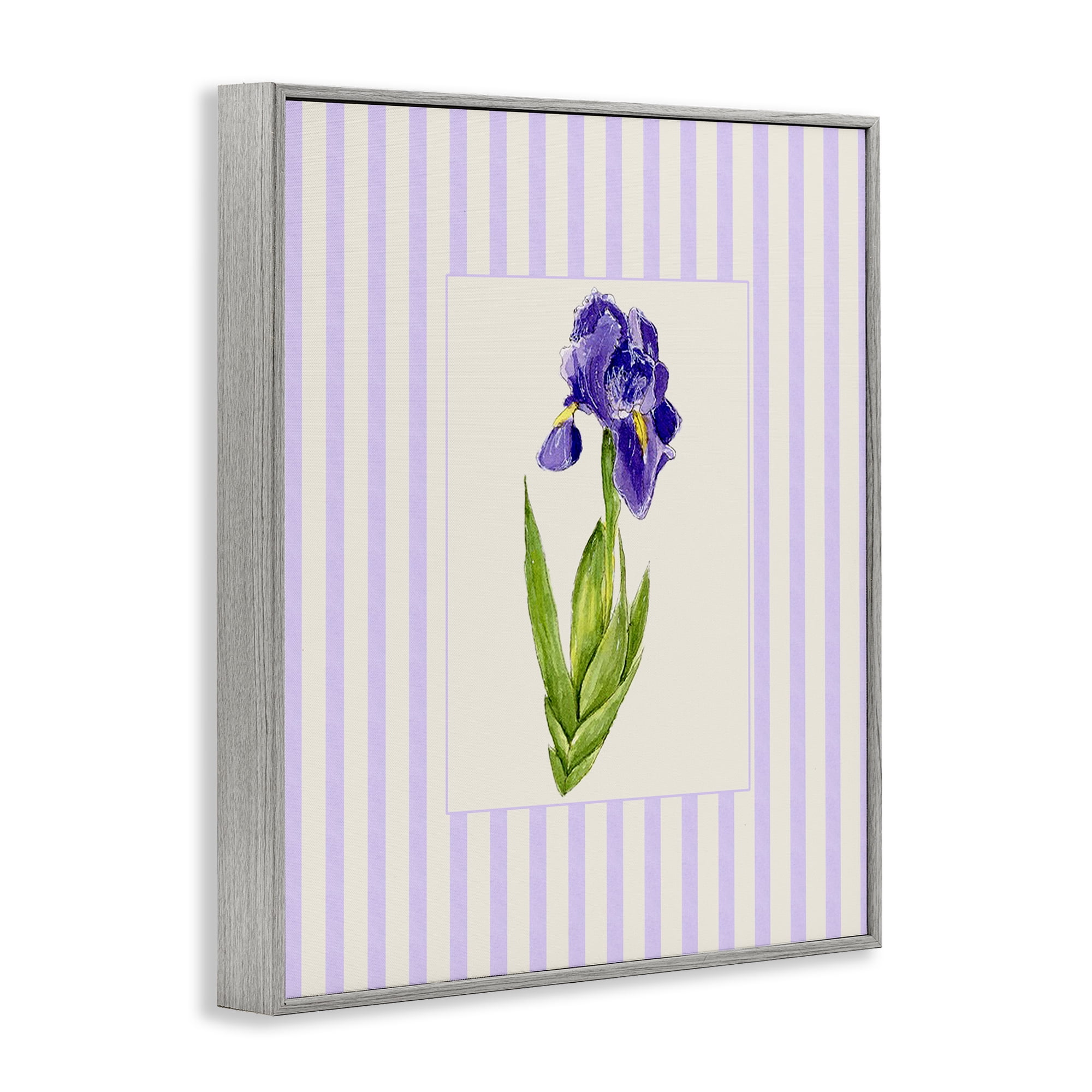 Purple Stripe Iris Gray Framed Giclee Art, design by Lisa Wehmeyer
