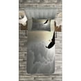 thumbnail image 3 of Ambesonne Eagle Quilted Bedspread Set 2 Pcs, Sublime Creature Clouds, Twin Size, Pale Yellow Pale Grey, 3 of 3