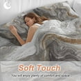 thumbnail image 3 of Marble Duvet Cover Set California King Size Abstract Fluid Art Grey Brown Marble Texture Modern Soft Lightweight Comforter Covers 4 Piece Bedding Set with 1 Duvet Cover 1 Bed Sheet & 2 Pillow Shams, 3 of 8