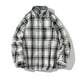 thumbnail image 1 of Blusa y camisa de manga larga con cuello vuelto para hombre, estilo informal, a cuadros, con bolsillos y botones, de licra, 1 of 4