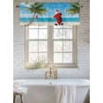 thumbnail image 6 of Coastal Christmas Santa Valances for Windows Xmas Stocking Palm Tree Beach Kitchen Valance Curtain Rod Pocket Small Curtains for Cafe Bathroom Laundry Basement 60" x 18", 6 of 8