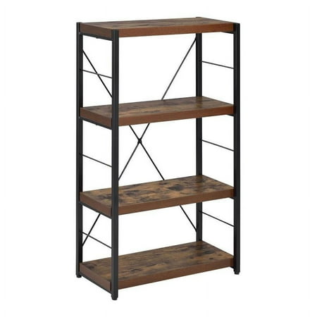 UPC: 0192551260320 | Benjara 11.02  4-tier Contemporary Engineered Wood Bookshelf in Oak Brown