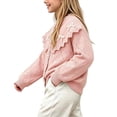 thumbnail image 6 of BLVB Girls Cardigan Long Sleeve Button Front Lace Sweater Kids Fall Knit Sweaters Outwear 1-9 Years(Pink,4-5 Years), 6 of 7