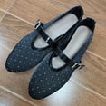 thumbnail image 7 of Gpaecead Women's Rhinestone Mesh Breathable Flats Closed Toe Thin Strap Buckle Versatile Glam Summer Shoes, Black, 7 of 7