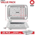 thumbnail image 5 of Aluminum Broiler Pans 25 Pack, 13" x 9"Heavy-Duty Disposable Grill & Roasting Pans for BBQ, Oven & Catering, Ribbed Bottom for Even Heat - (Max 240°C), 5 of 5