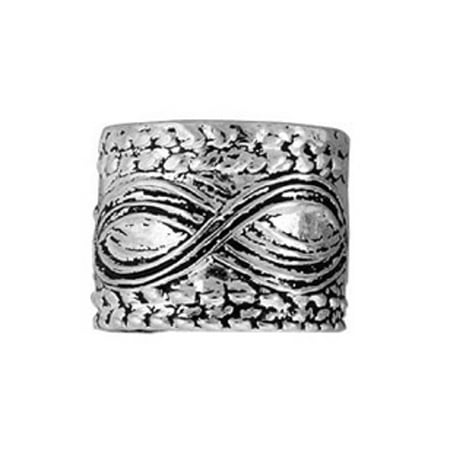 Sterling Silver Detailed Coin Edge With Rolling Waves Middle Ear Cuff Band