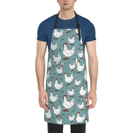 

Lukts Farm Birds Pattern Kitchen Cooking Aprons Adjustable Bib Soft Chef Apron with 2 Pockets for Men Women