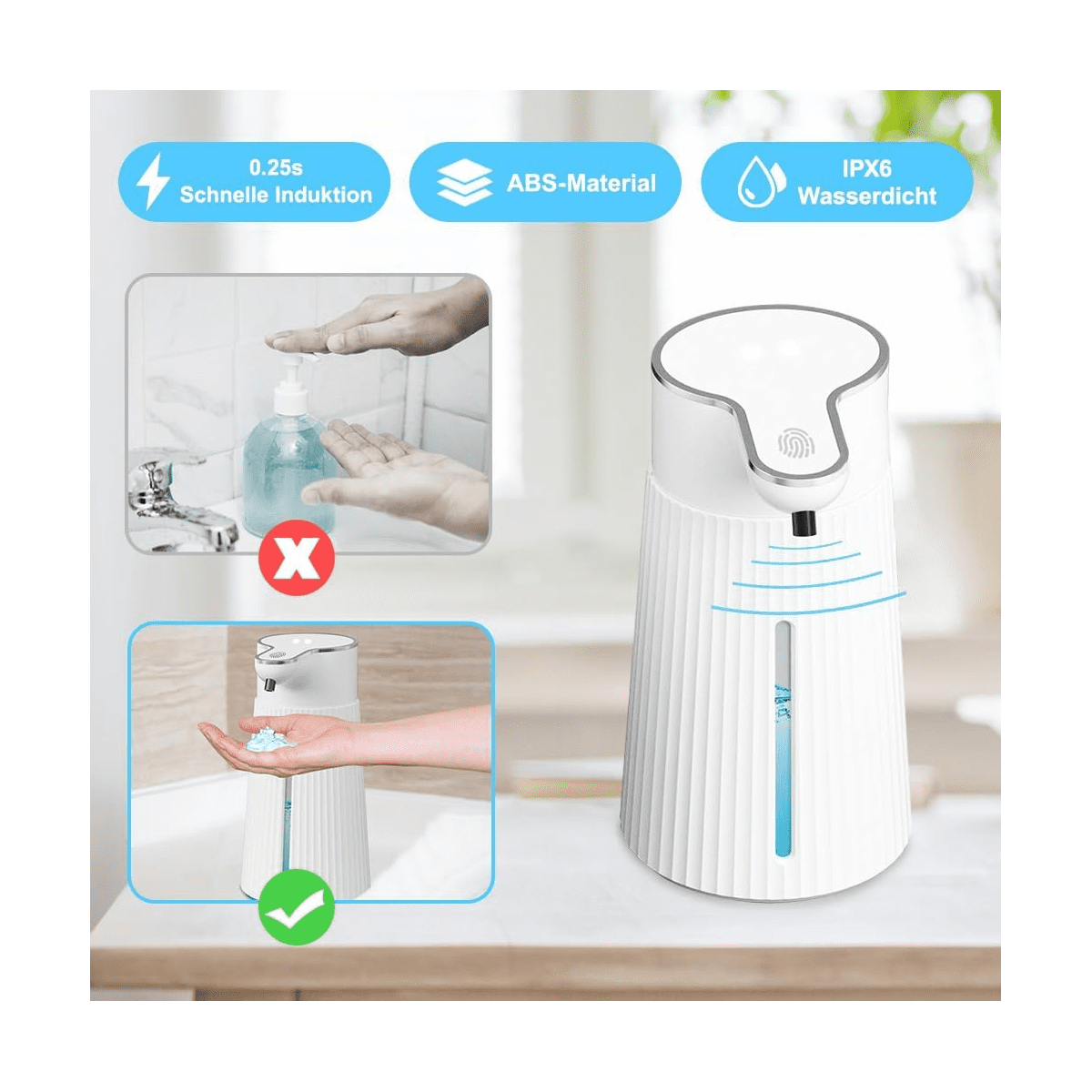 Automatic Soap Dispenser, Automatic Wall Mount Soap Dispenser, 400Ml USB Rechargeable Electric Soap Dispenser