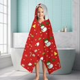 thumbnail image 6 of Red Christmas Snowman Pattern Hooded Bath Towel，60"x35" for Ages 3 To 12 Kids, Quick Dry Lightweight Soft Microfiber Hood Beach Towel Cover Up for Kids, 6 of 7