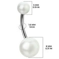 thumbnail image 3 of 14G Faux Synthetic Pearl Belly Rings Surgical Steel Curved Barbell Acrylic Balls BodyJewelryOnline, 3 of 9