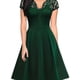 thumbnail image 1 of Vestido De Línea A De Encaje En Contraste Con Cuello En V, Elegante Vestido De Manga Corta Para Fiesta, Ropa De Mujer, 1 of 4