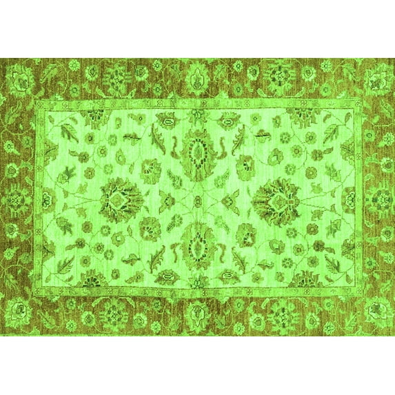 Ahgly Company Indoor Rectangle Oriental Green Traditional Area Rugs, 2' x 5'