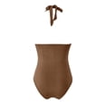 thumbnail image 4 of MSJUHEG Swimwear Monokinis,Short Sleeve Bathing Suit,Tummy Control Bathing Suits,Hollow Monokini Swimwear,Push Up Swimwear,Womens Bathing Suits,Strapless Bathing Suits Brown XL, 4 of 6