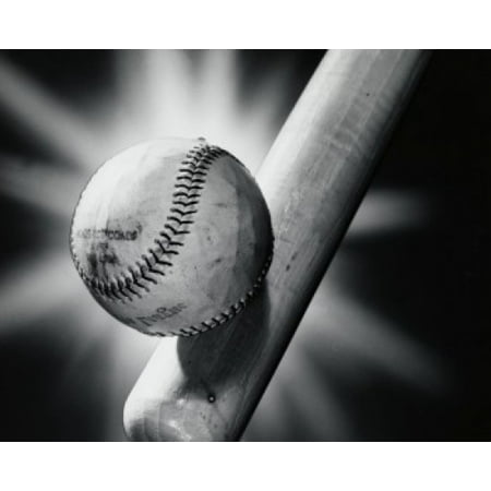 Close-up of a baseball and a baseball bat Stretched Canvas - (18 x