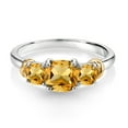 thumbnail image 3 of Gem Stone King 925 Sterling Silver and 10K Yellow Gold Yellow Citrine 3 Stone Engagement Ring for Women (1.53 Cttw, Cushion Cut 6MM and 4MM, Available in Size 5, 6, 7, 8, 9), 3 of 5