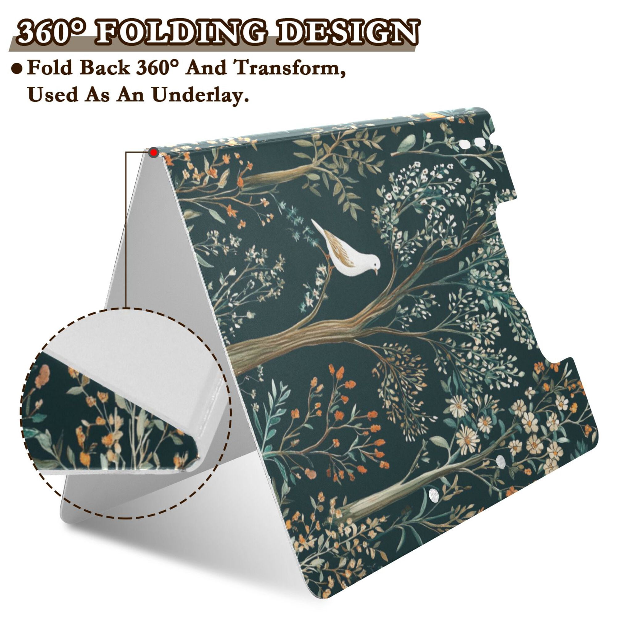 FORMRS A4 Clipboard Folder with Pen Holder Horizontal Foldable School Office Binder, Floral Forest Scene