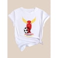 thumbnail image 4 of Camiseta con estampado de letras inglesas "Football Trophy Wings", manga corta, cuello redondo, informal, para verano y primavera, para mujer, para deportes de ocio., 4 of 7