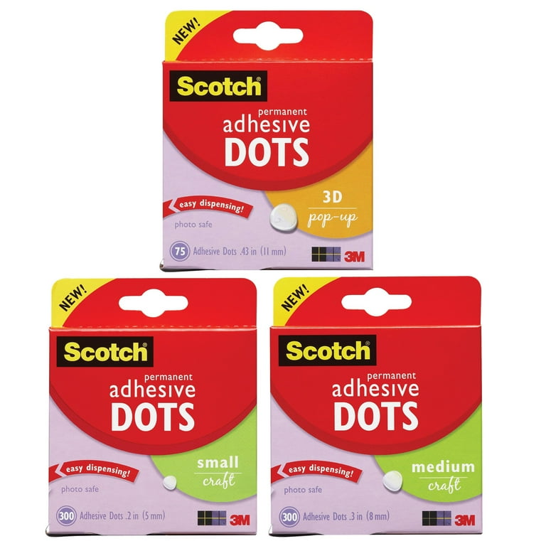 Mini Adhesive Dots, Double-Sided Permanent Adhesive, For Detailed Crafts,  Extra Small, 3 mm Diameter, 300 Pieces on a Roll