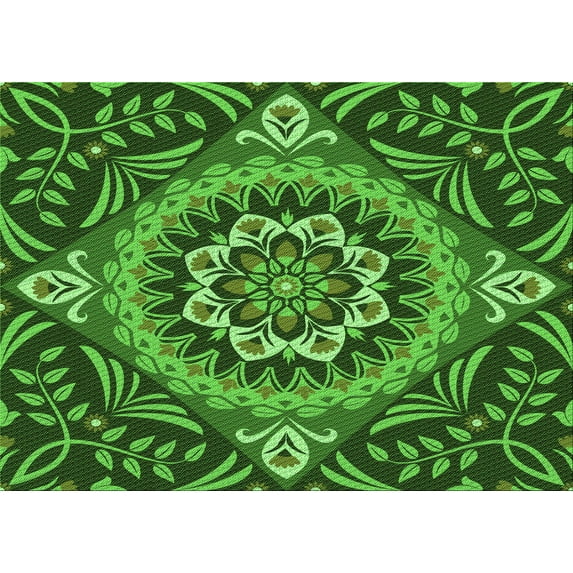 Ahgly Company Machine Washable Indoor Rectangle Transitional Deep Emerald Green Area Rugs, 5' x 8'