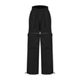 thumbnail image 6 of Danhjin Cargo Pants for Women Loose Stretchy Wide Leg Elastic Drawstring Casual Pants Streetwear Travel Hiking Pants, 6 of 7