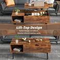 thumbnail image 3 of Living Room Table, Lift Top Coffee Table, Dining Center Tables with Storage Shelf and Hidden Compartment, Brown, 3 of 9