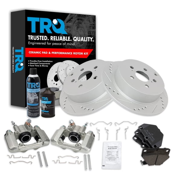 Rear Ceramic Brake Pad, Performance Rotor & Caliper Kit w/ Chemicals for Toyota BKA22034 Fits select: 2003-2006 PONTIAC VIBE, 2000-2005 TOYOTA CELICA