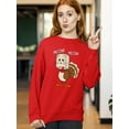 thumbnail image 2 of Thanksgiving Cat Meow Funny Hiding Turkey Crewneck Sweatshirt, L, Red, 2 of 6