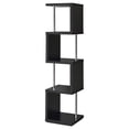 thumbnail image 6 of Baxter 67-inch 4-shelf Bookshelf Black and Chrome, 6 of 11
