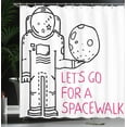 thumbnail image 4 of Ambesonne Saying Shower Curtain, Lets Go for a Spacewalk, 69"Wx84"L, Black and Pink, 4 of 5